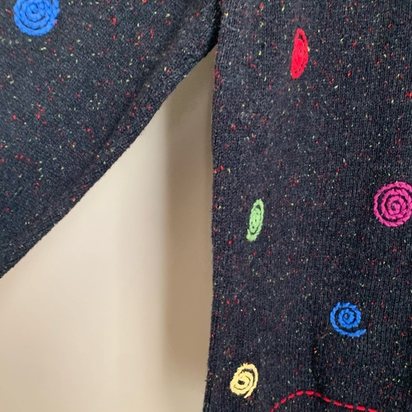 Christopher & Banks Cardigan Sweater Multicolor Hand Embroidered Swirls. - Picture 3 of 8